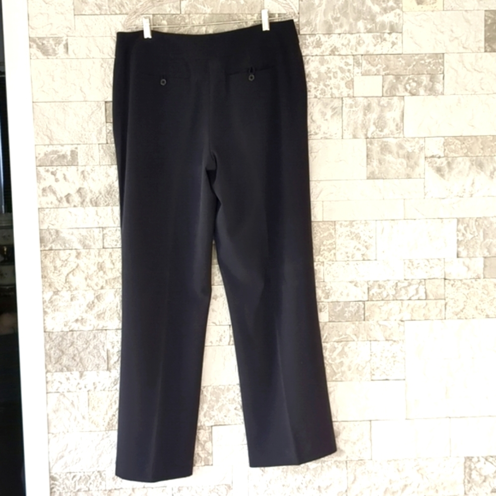 Ninety Dress Pants Trousers Y2K Zip Front, Pockets, Wide Legs Navy Blue Nautical - Picture 2 of 9
